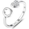 JeweBella Anelli Donna Argento 925 con Iniziale A-Z Anello Cuore Regolabili Anello di Promessa Anello Fidanzamento FEDI Nuziali Anelli Mignolo Anelli Pollice Donna Ragazza Gioielli con Scatola Regalo