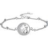 Arrebol Bracciale Gatto Donna Argento Sterling 925 Ciondolo Braccialetto Regalo per Donne Moglie Madri Figlia - Regolabile [16+4cm]