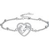 Arrebol Bracciale Cavallo e Ragazza Donna Argento Sterling 925 Ciondolo Braccialetto Regalo per Donne Moglie Madri Figlia - Regolabile [16+4cm]