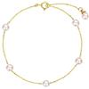 Carleen Bracciale in Oro Giallo Massiccio 14 carati (585) con Vera Perla d'Acqua Dolce, Delicato e Minimalista, Gioielli per Donne e Ragazze, Lunghezza della Catena: 17 + 2 cm