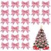 MOTONG 24 Pezzi Albero di Natale Deco Schleifen Natale Glitzer Albero di Natale Schleifen Albero di Natale Schmuck für Familienfeiern Matrimonio FESTIVITÀ Festa Decorazione Natale Vacanze (Rosa)