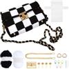 FREEBLOSS Borsa a Rete in Plastica Kit Borsa in Plastica Fai da Te Borsa in Plastica con Fogli di Tela DIY Punto Croce Borsa Accessori Maglia Kit Borsa in Plastica