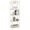 MAHANCRIS Libreria, scaffale indipendente a 5 livelli, 24 x 33 x 131 cm, ripiani aperti per soggiorno, camera da letto, ufficio, con struttura in metallo, colore bianco ABKBW5501N1