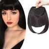 SEGO Frangia Capelli Clip Frangetta Finta Fascia Unica Corta Frontale Bangs Hair Lisci Posticci Donna 30g Nero Forte