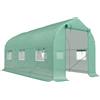 Outsunny Serra a Tunnel Anti-UV con 6 Finestre a Rete e Ingresso Arrotolabile, in Metallo e PE, 4x2x2 m, Verde | Aosom Italy