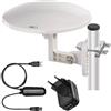 EMOS - Antenna digitale con amplificatore - per esterni - Antenna attiva VILLAGE - Portata 0-80 km - FM/DAB/DVB-T/DVB-T2 - Filtro LTE/4G/5G - Angolo di ricezione 360° - Resistente alle intemperie