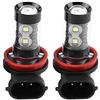 EBTOOLS Led Fendinebbia Lampadina LED H8 2Pcs Fendinebbia 12V-24V 50W per auto H8 Fari fendinebbia H11 6000K Lampadine LED auto luminose per fendinebbia faro luce di marcia diurna