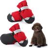 BWBIKE Set di 4 Stivali da Pioggia per Cani, Protezioni Invernali Impermeabili per Le Zampe per Cani di Piccola, Media e Grande Taglia, Suola Robusta Antiscivolo e Cinghie Regolabili