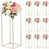 VEVOR Supporto per Fiori da Matrimonio 10 Pezzi da 60 cm, Supporto per Fiori con Vite Nascosta, Espositore Floreale Cubico Rettangolare per Matrimoni, Feste, Compleanni, Casa, Oro Francese