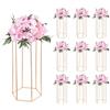 VEVOR Portafiori da Matrimonio 10 Pezzi da 60 cm, Cubico Esagonale con Laminato Acrilico, Espositore Floreale Cubico Cilindrico per Matrimoni, Feste, Compleanni, Casa, Centrotavola Oro Francese
