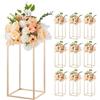 VEVOR Portafiori da Matrimonio 10 Pezzi da 40 cm, Portafiori a Colonna con Laminato Acrilico, Espositore Floreale Rettangolare Dorato per Matrimoni, Feste, Compleanni, Casa, Centrotavola Oro Francese