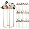 VEVOR Portafiori da Matrimonio 10 Pezzi da 60 cm, Portafiori a Colonna con Laminato Metallico, Espositore Floreale Rettangolare Dorato per Matrimoni, Feste, Compleanni, Casa, Centrotavola Oro Francese