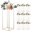 VEVOR Portafiori da Matrimonio 10 Pezzi da 60 cm, Portafiori a Colonna con Laminato Acrilico, Espositore Floreale Rettangolare Dorato per Matrimoni, Feste, Compleanni, Casa, Centrotavola Oro Francese