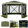 VEVOR Tendone Pieghevole Gazebo da Giardino a 6 Lati 3,6 x 3,6 m con Parte Superiore Rimovibile e Borsa per il Trasporto, Montaggio Rapido e Anti-Morsi, Riparo Solare per 8-10 Persone, Verde