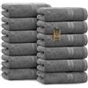 NatureMark Asciugamani per ospiti - Confezione da 12 (30x50 cm), 100% cotone, certificazione Oeko-Tex, morbidi, assorbenti e facili da curare - Per bagno, ospiti e spa - Colore Grigio Antracite