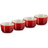 Le Creuset Set 4 mini ramequin in gres vetrificato, 0.1 L, Ciliegia, 79109100600000