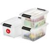 Iris Ohyama Scatole Portaoggetti in con Coperchio, 5L, Lotto di 3, Trasparente, Clip di Bloccaggio, Empilabile, Maniglia, Per Camera, Armadio, Ufficio, Organizzatore, Senza BPA, NTB-5