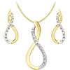 CARISSIMA Orecchini a goccia in diamante con figura 8 e pendente su collana con catena a curb da 46 cm/18 pollici in oro giallo 9 ct