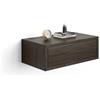 Mobili Fiver, Comodino sospeso Riccardo, Noce Scuro, Nobilitato, 45 cmx25 cmx15.5 cm, Comodino moderno per Soggiorno e camera, Made in Italy