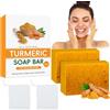 Ceboic 2 Pezzi Sapone All'Acido Kojico di Limone, Rimozione Macchie Scure per Viso e Corpo, Turmeric Kojic Acid Soap, Sapone da Bagno Schiarente Idratante con Collagene, Uniforma il tono della pelle