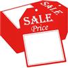 SMARSTICKER Confezione da 100 etichette rosse con cordino, 5,6 x 7,6 cm, etichette per negozi e punti vendita (rosso)
