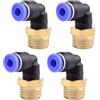 ANGEEK set da 4 pezzi, 4 mm - 1/4, raccordi pneumatici a gomito a 90° con filettatura maschio PT, adatti per il collegamento rapido di tubi flessibili, accessori compressori d'aria