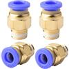 ANGEEK 4 pezzi 6mm 1/8''PT filettatura esterna dritta Push to Connect Fittings per tubo di inserimento pneumatico connettore rapido