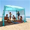 VEVOR Tenda da Spiaggia da 2400 x 2400 x 2400 mm, con Parete Laterale, Facile da Montare, con Tasche per la Sabbia, Ombrellone Parasole Portatile Regolabile in Altezza per Famiglia e Amici, Verde