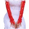 ZEALMAX Guanti lunghi in pizzo da donna, senza dita, senza dita, per feste di nozze, feste di fine anno, colore: rosso