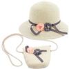 Integrity.1 Cappello da Sole Estivo per Ragazze, Piccola Borsa a Tracolla per Ragazze, Cappello da Sole con Visiera a Fiori, Cappello di Paglia per Bambini e Borsa Piccola (Bianco Latte)