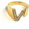 AB-GLOBAL Srl Anello Lettera V Oro Strass Linea ABC MyLovly