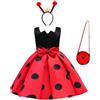 Lito Angels Costume da Ladybug Vestito di Compleanno da Ragazza eroica maculata con Cerchietto e Borsa per Ragazza Taglia 5-6 anni
