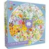 Gibsons Puzzle circolare da 500 pezzi A Year in the Garden per adulti, scena naturalistica stagionale di Claire Comerford, puzzle sostenibile di alta qualità, prodotto nel Regno Unito/UE