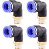 ANGEEK set da 4 pezzi, 8 mm - 1/8, raccordi pneumatici a gomito a 90° con filettatura maschio PT, adatti per il collegamento rapido di tubi flessibili, accessori compressori d'aria