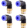 ANGEEK set da 4 pezzi, 4 mm - 1/8, raccordi pneumatici a gomito a 90° con filettatura maschio PT, adatti per il collegamento rapido di tubi flessibili, accessori compressori d'aria