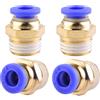 ANGEEK 4 pezzi 6 mm 1/4′′PT filettatura esterna diritta raccordi a innesto rapido per tubo pneumatico da inserimento