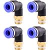 ANGEEK set da 4 pezzi, 6 mm - 1/8, raccordi pneumatici a gomito a 90° con filettatura maschio PT, adatti per il collegamento rapido di tubi flessibili, accessori compressori d'aria