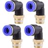 ANGEEK set da 4 pezzi, 8 mm - 1/4, raccordi pneumatici a gomito a 90° con filettatura maschio PT, adatti per il collegamento rapido di tubi flessibili, accessori compressori d'aria