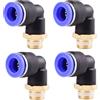 ANGEEK set da 4 pezzi, 10 mm - 1/4, raccordi pneumatici a gomito a 90° con filettatura maschio PT, adatti per il collegamento rapido di tubi flessibili, accessori compressori d'aria