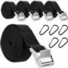 Sheryl&Rain 5 Pezzi Cinghie a Cricchetto,25mmx1.5M Cinghie di Fissaggio con Fibbia,Cinghia a Cricchetto Nero con 5 Pezzi Gancio a Scatto per Bagagli Tavole da Surf Campeggio Portapacchi