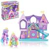 CRAZE MAGIC PONYS Scuola di Magia Playset - Grande Castello Giocattolo con 2 Pony Esclusivi ed Effetto Luminoso - Unicorno Bambina 3+ Anni, Ottima Idea Regalo
