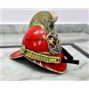 Elmetto pompiere in ottone vigili del fuoco finitura rossa pompiere vittorian...
