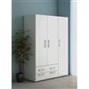 Dmora Guardaroba 3 Batan, Mobile Camera da Letto, Cabina Ante, Armadio Appendiabiti, Made in Italy, 120x52h170 cm, Bianco, Melamina