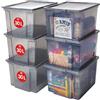 Iris Ohyama Scatole Portaoggetti, 30L, Set di 6, Grigio, Chiusura facile, Impilabile, Plastica Trasparente, Per Armadio, Scaffali, Organizzazione, Vestiti, Coperte, Forniture per garage, USB-M