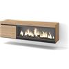 Skraut Home | Mobile TV Soggiorno | Ampio spazio a disposizione | 160 | Per TV fino a 65 | Camino elettrico XXL | Sospeso, da appendere | Stile moderno | Rovere