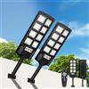 SENDALE 400W Lampione Solare Led Esterno con Telecomando 2 pezzi, IP66 Impermeabile Lampada Stradale Solare con Sensore di Movimento,IP66 Impermeabile Faro Stradale con Pannello Solari Cortile, Garage