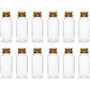 PartyDeco Flaconi con tappo in sughero, 35 ml, 3 x 7 cm, set da 12 pezzi, trasparenti