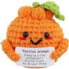 PEUTIER Divertente Arancione Positivo, Positive Orange con Biglietto Incoraggiante Fatto a Mano Lavorato a Maglia Creativo Frutta Positiva Giocattolo Regalo per Rallegrare la Decorazione Della Casa