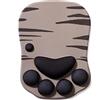 DOBAOJIA Tappetino Mouse con Poggiapolsi, Mouse Pad Ergonomico, Tappetino per Mouse con Zampa di Gatto Carino, in Morbido Silicone, Base Antiscivolo, per casa/ufficio/gioco, Grigio e Nero