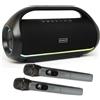 DYNASONIC S90 - Altoparlante Bluetooth portatile impermeabile IPX5. Altoparlante wireless per esterni. Stereo senza fili. Potente lettore audio con luci LED integrate. Micro-SD, USB.